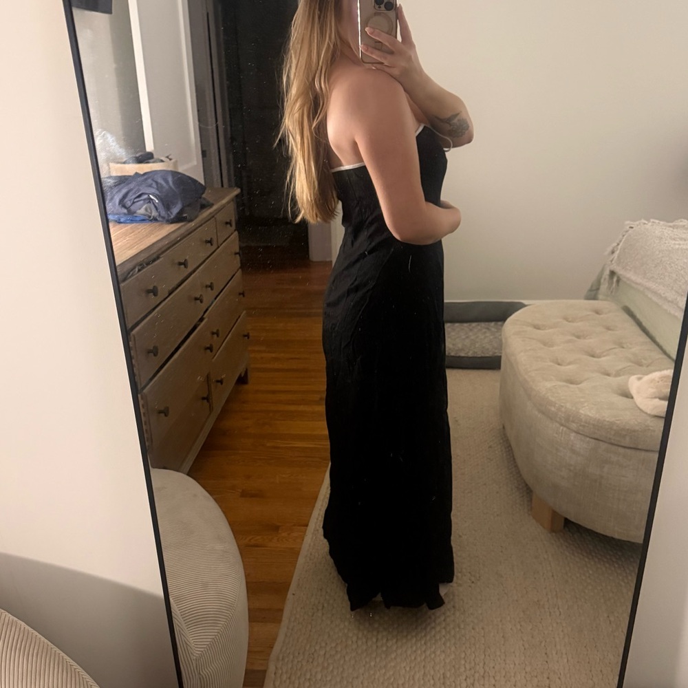 Showpo Black and White Strapless Tie Front Dress Maxi - Picture 5 of 6